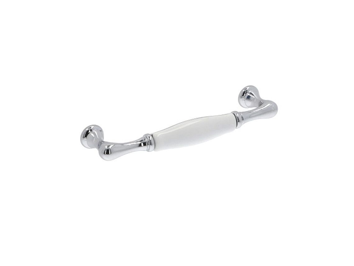 Tirador Para Mueble De Zamac Y Porcelana Distancia Entre Ejes De 128 Mm Cromo Pulido Lote De 6mm