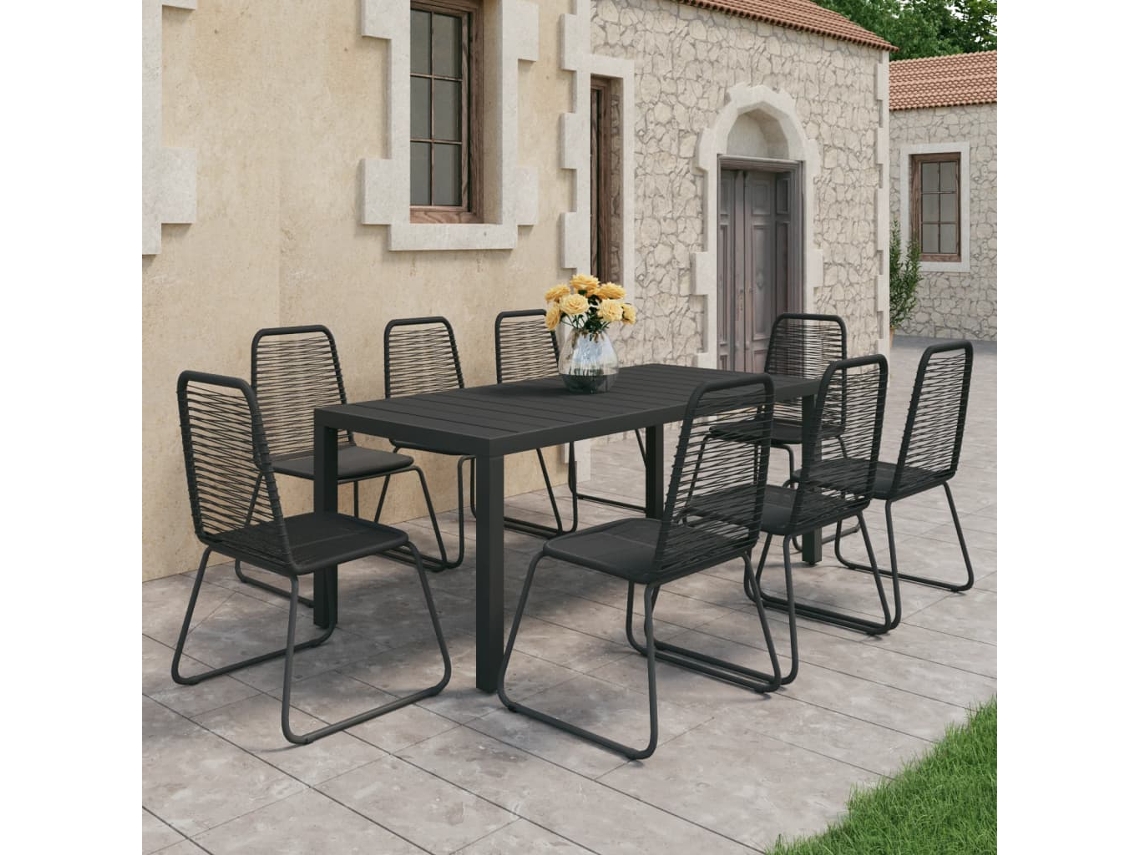 Piezas Conjunto De Jantar Para Jardim Vime De Pvc Preto Dkd Decoración Del Hogar