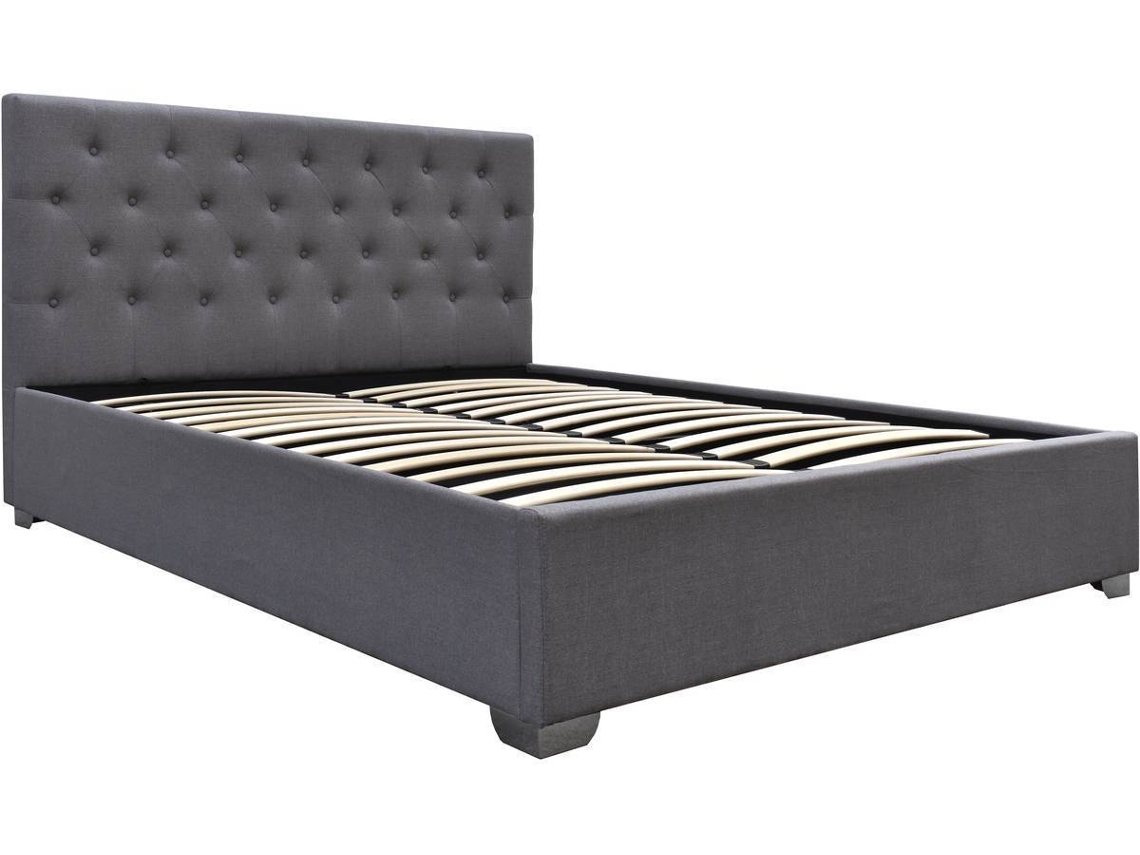 Cama doble con caja fuerte ''Tino'' - 180 x 200 cm - Gris -