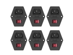 6 Piezas Módulo Conector Enchufe Macho Socket 10a Fuse Interruptor Indicador Ac250v 3 Pin Iec320 C14