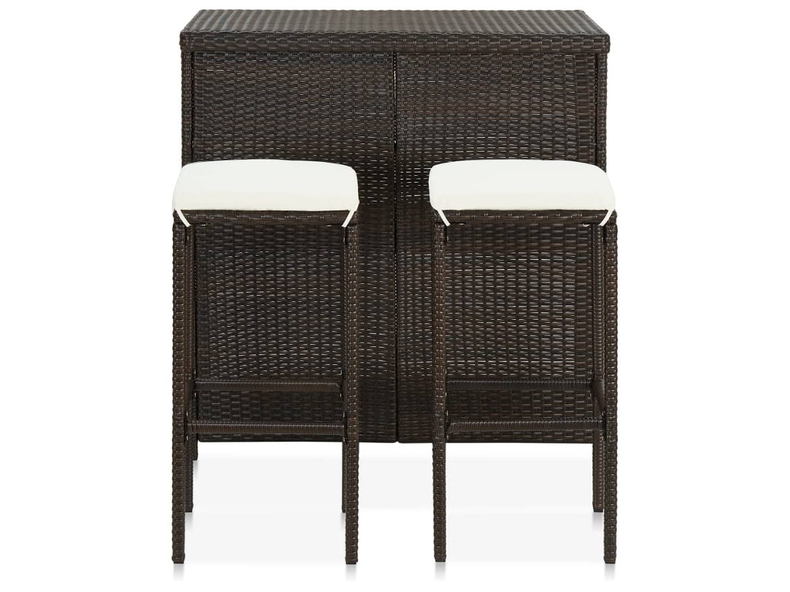 Maison Exclusive - Set Mesa Y Sillas De Bar Jardín 3 Piezas Ratán Sintético Marrón
