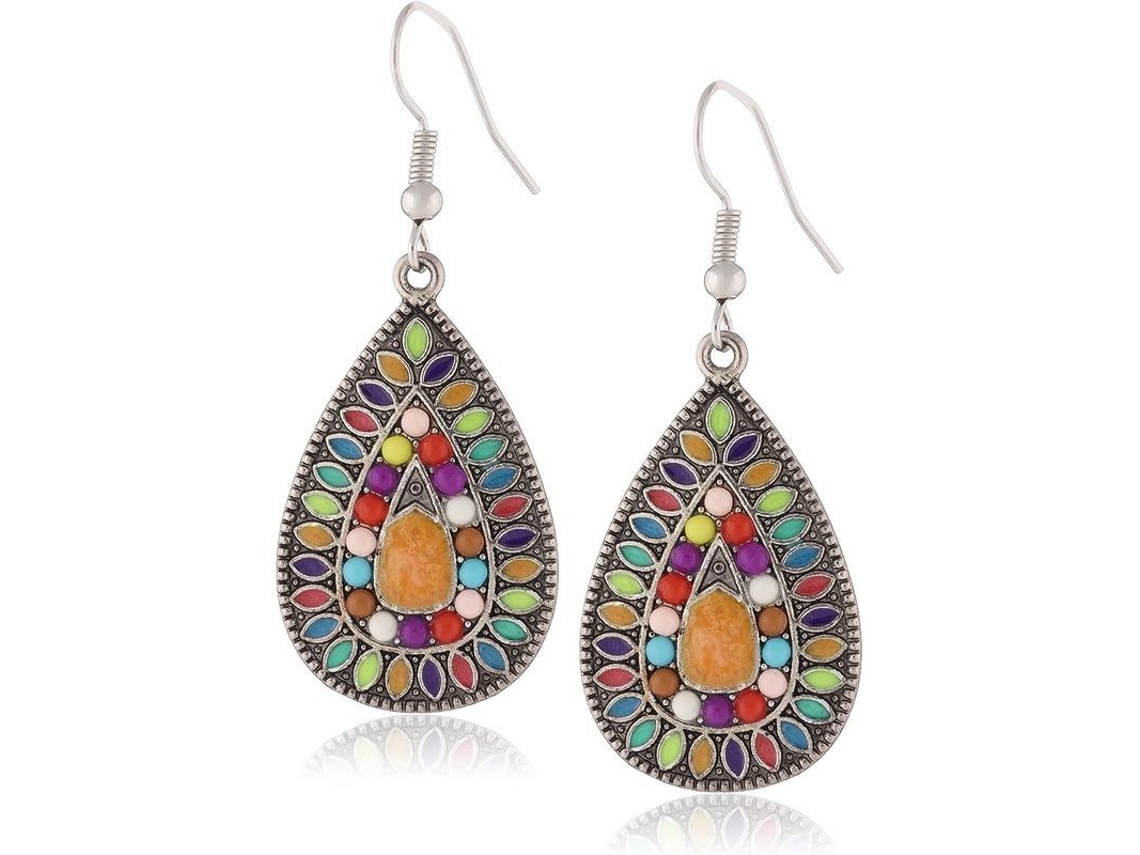 2026-aretes Colgantes Étnicos Bohemios De Cuentas Coloridas Con Gancho De Plata S925