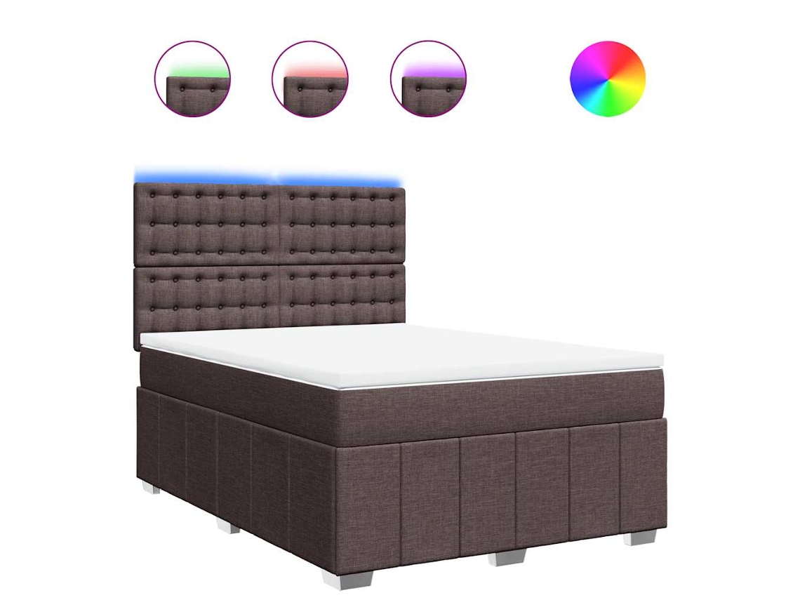 Maison Exclusive - Cama Box Spring Con Colchón Tela Marrón Oscuro 140x190 Cm
