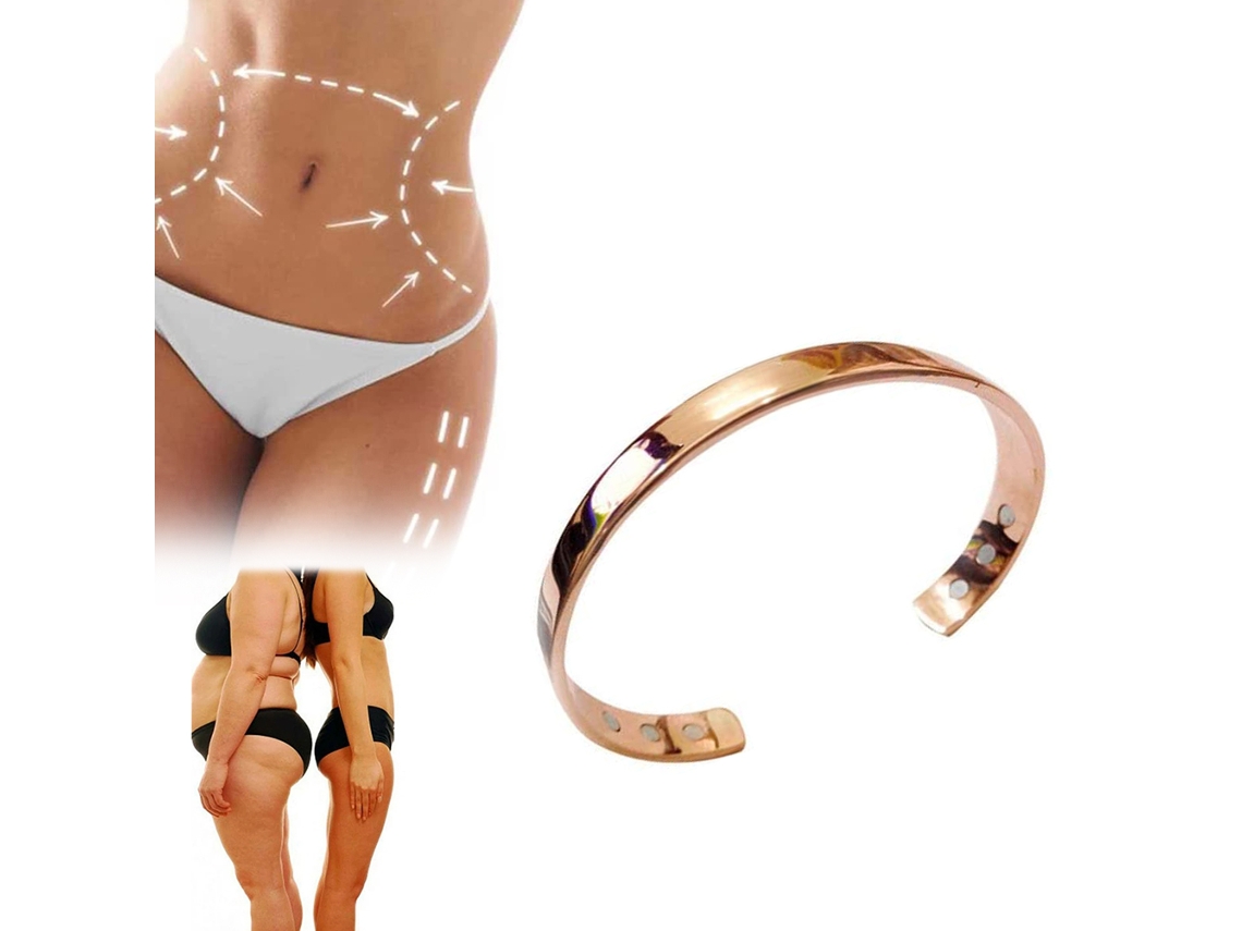 Pulsera de cobre para mujer, con drenaje linfático magnético, adelgazante y ajustable.