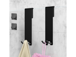 VVJIJILLY 4 Ganchos Duplos P/ Porta De Duche, Inox, Sem Furos, P/ Toalhas Cor Preta