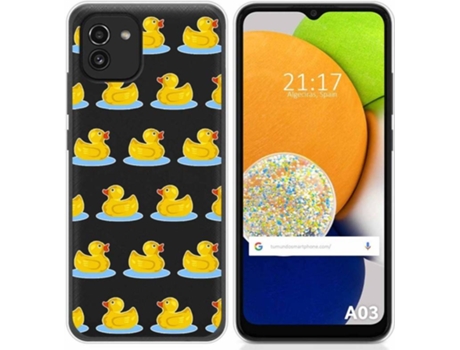 Carcasa para Samsung Galaxy A03 TUMUNDOSMARTPHONE Dibujos Transparente Pato Multicolor