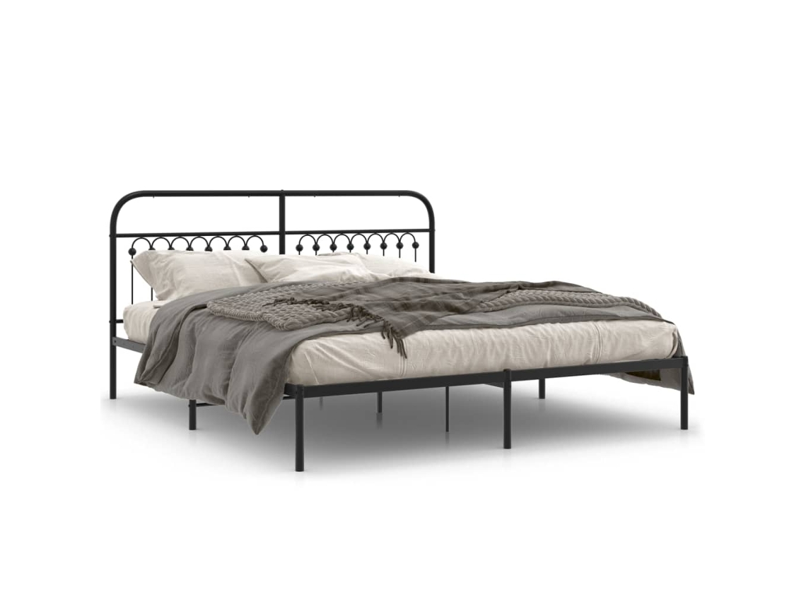 Maison Exclusive - Estructura Cama Sin Colchón Con Cabecero Metal Negro 183x203 Cm