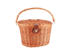 Cesta Delantera Para Bicicleta De Ratán Natural Con Tapa Plegable Y Cierre Metálico, Cesta De Almacenamiento Hecha A Mano.