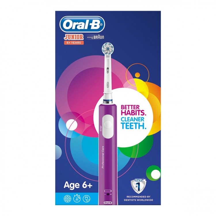 Cepillo de Dientes Eléctrico ORAL-B Junior 6+ Púrpura y Blanco