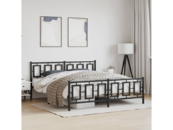 Estructura Cama Sin Colchón Con Estribo Metal Negro 183x213 Cm