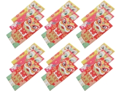 30 Sobres Rojos De Año Nuevo Chino En Papel Liso 3d Con Diseño De Cachorro De León Bailando.