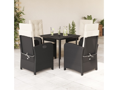 Conjunto 5 de muebles jardín VIDAXL con cojines ratán sintético negro