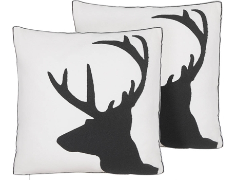 Conjunto de 2 cojines de algodón blanco/negro 45 x 45 cm BELIANI Shadrack