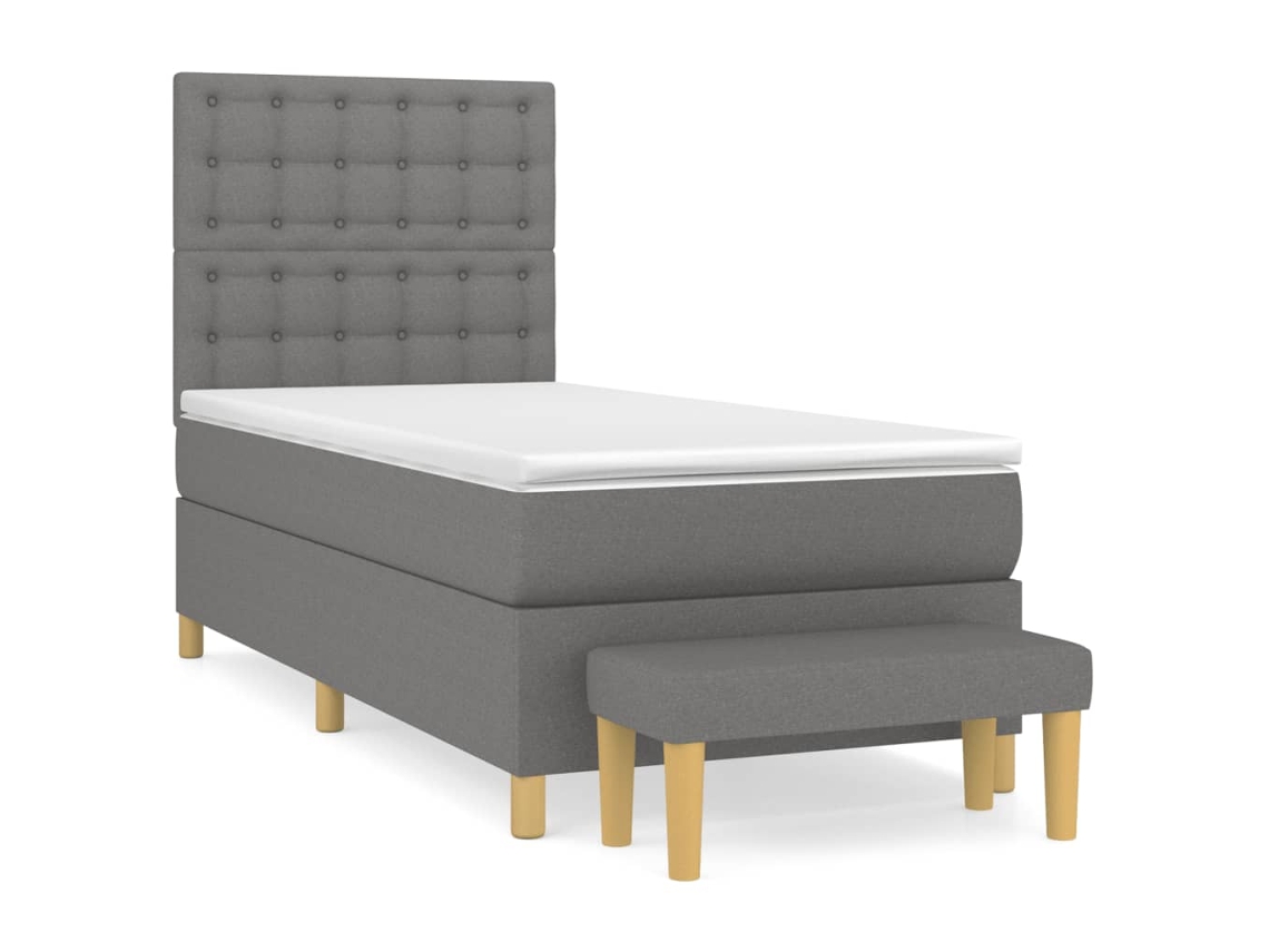 Maison Exclusive - Cama Box Spring Con Colchón Tela Gris Oscuro 90x190 Cm