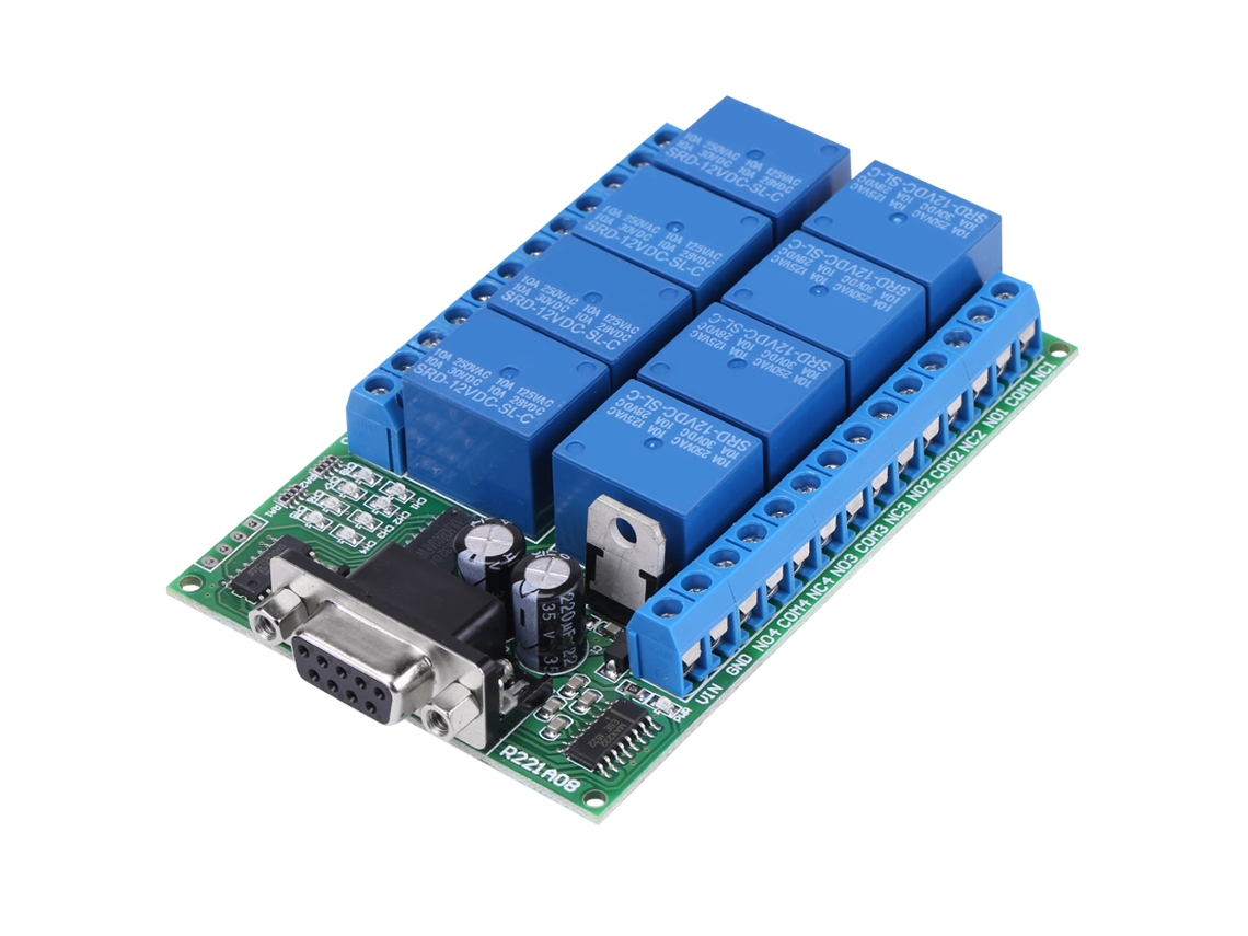 Módulo De Relé Rs 232 Db9 De 8 Canales Para Control Remoto De 12 V Para Hogares Inteligentes
