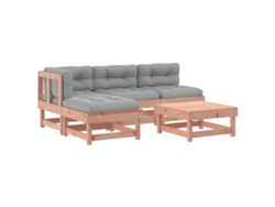 Conjunto de salón de jardín de 5 piezas con cojines de madera maciza de Douglas CLIC & BUY 61x61x62 cm
