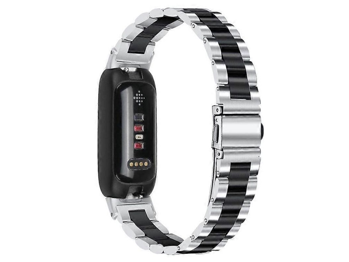Correa De Pulsera Compatible Con Fitbit Inspire 3 Acero Inoxidable 3 Perlas Negro Negro