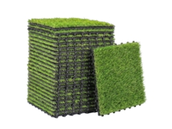 Juego de 22 losetas de césped artificial de 30x30 cm con base de drenaje, 2 m²
