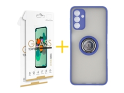 Pack 2 X Película de Vidrio Templado 2.5D + Funda SKYHE para Samsung Galaxy A26 5G Gel Bumper con Anillo Azul