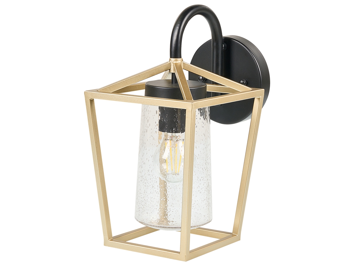 Iluminação De Parede Para Exterior BELIANI Ordie De Vidro, Ferro Dourado 14x14x33