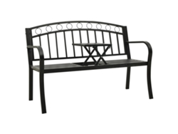 Lovely Home Banco de Jardín con Mesa 120 Cm Acero Negro