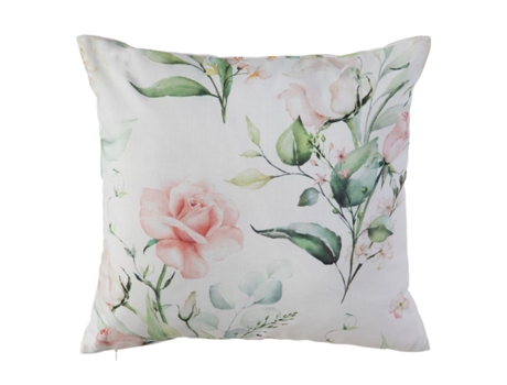 Cojín Blanco Rosas 45 x 45 cm BIGBUY HOME