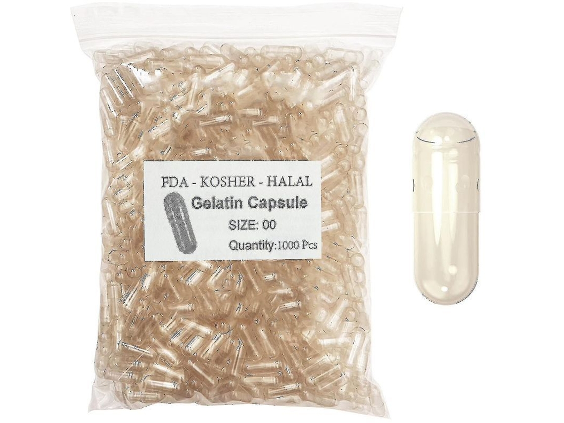 1000 Cápsulas De Gelatina Vacías, Tamaños 00 0 1, Transparentes, Separadas Y Combinadas, Halal Kosher