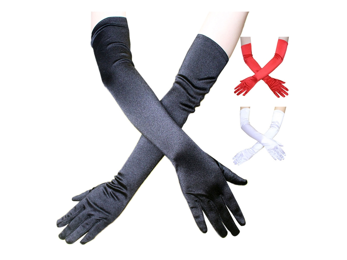 Guantes Largos De Satén Elegantes Para Boda Performance Fiesta