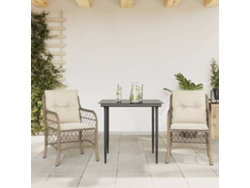 Conjunto de bistró de 3 piezas con cojines de mimbre beige de Dkd Home Decor