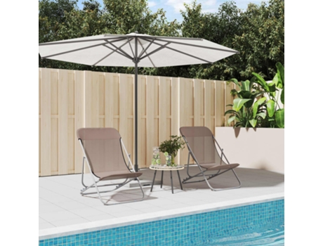 MAISON EXCLUSIVE - Silla de playa plegable 2 uds acero recubierto textilene marrón