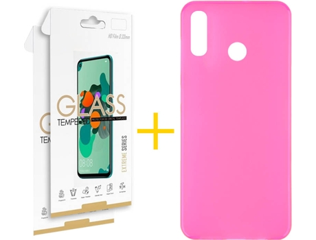 Kit Funda + 2 Protectores de Pantalla Huawei P Smart 2019 SKYHE Liso 7 Rosa