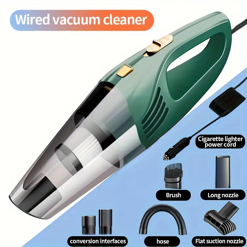 Aspiradora Digitallab para coche, potente succión, pequeña y portátil, limpieza eficiente (verde)
