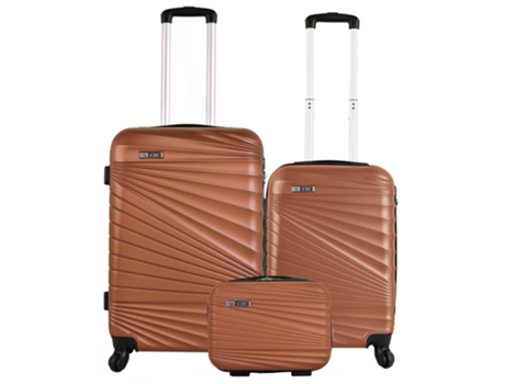 WELLHOME Juego de maletas rígidas 3 piezas en turquesa camel