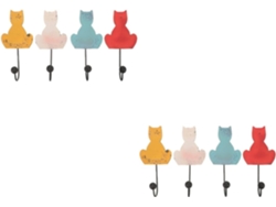 2 juegos de ganchos decorativos con diseño de gato para abrigos y toallas, 4 piezas * 2