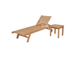 Juego de solarium recto de teca con mesa auxiliar JAVA HAPPY GARDEN