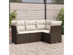 Conjunto de sofás de jardín con cojines de mimbre marrón, Dkd Home Decor