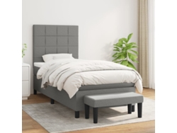 Cama Box Spring Con Colchón Tela Gris Oscuro 80x200 Cm
