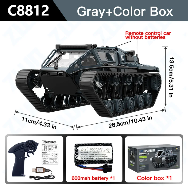 Tanque De Orugas Teledirigido (gris), Modelo De Simulación, Juguete Para Niños