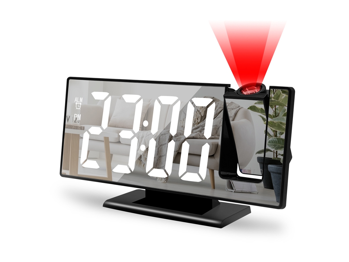 Despertador con Proyección, LED Grande, USB, Snooze, Memoria, 12/24H NEVEANCE