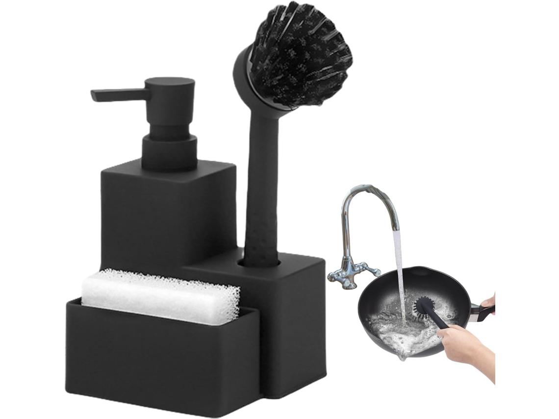 Dispensador De Detergente L Quido Para Lavavajillas Con Soporte Bomba Jab N Cepillo Fregadero Cocina Almacenamiento Que