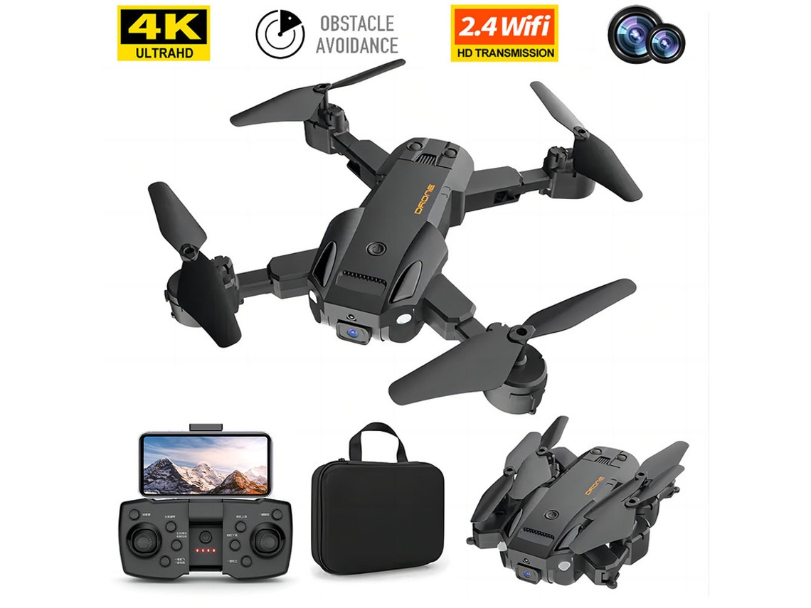 Dron Q6 Con Cámara Dual 4k Hd, Cuadricóptero Plegable (3 Baterías - Duración De La Batería 15 Min - Negro)