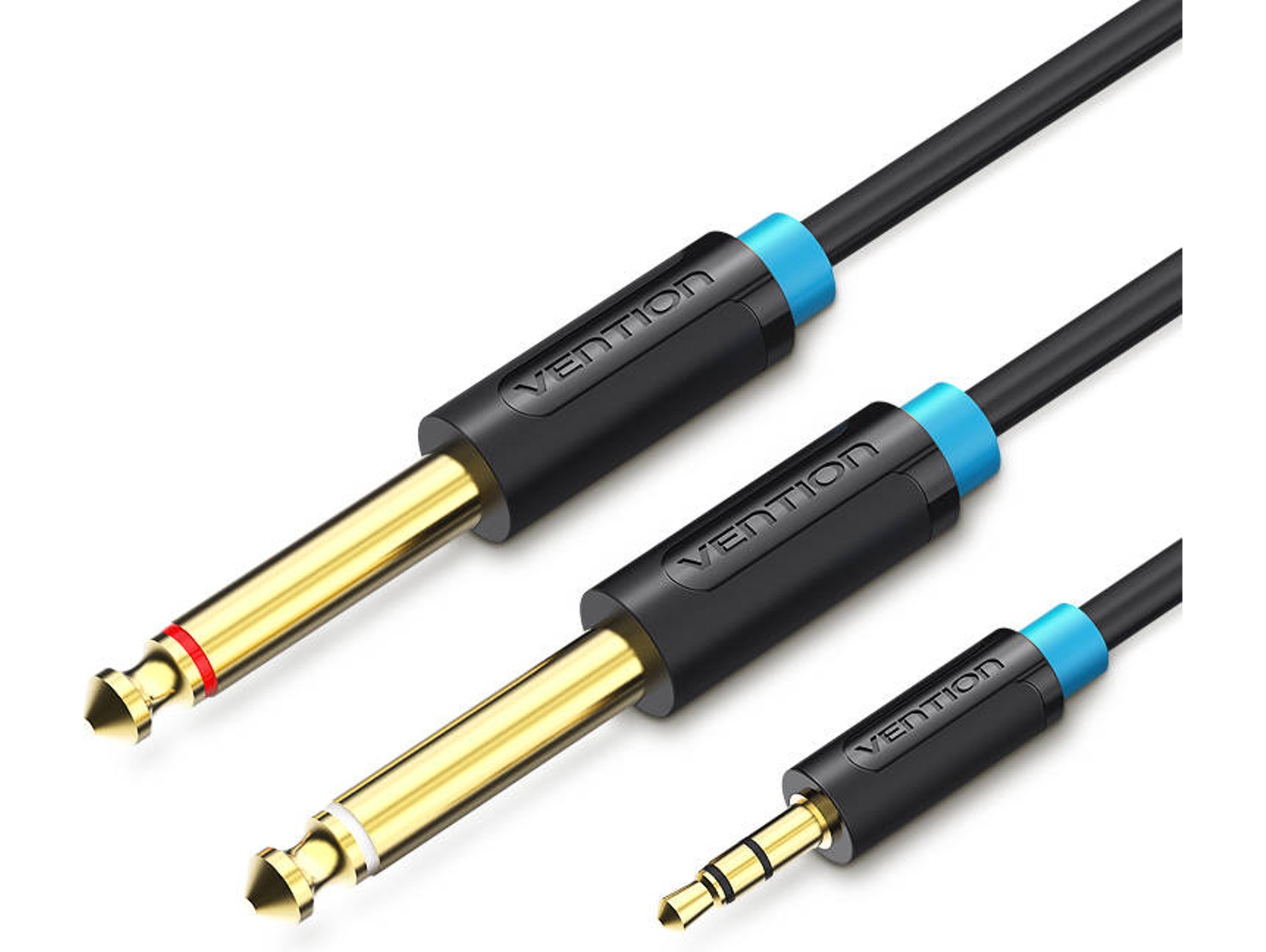 Cable de audio VENTION Macho Jack 3.5mm Stéreo para dos Jack 6.5mm Macho Mono de 2 m - negro