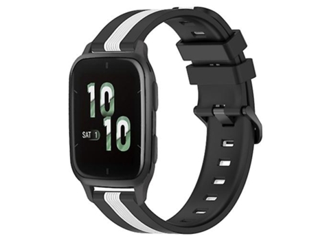 Correa De Reloj Inteligente Para Garmin Forerunner Sq2, Correa De Reloj De Silicona Bicolor Vertical De 20Mm, Negro Y Blanco VENISYMLIS