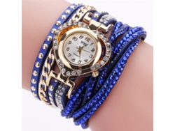 Reloj De Pulsera De Cuarzo Para Mujer Con Corazón De Diamantes De Imitación, Multicapa, Aleación Azul.