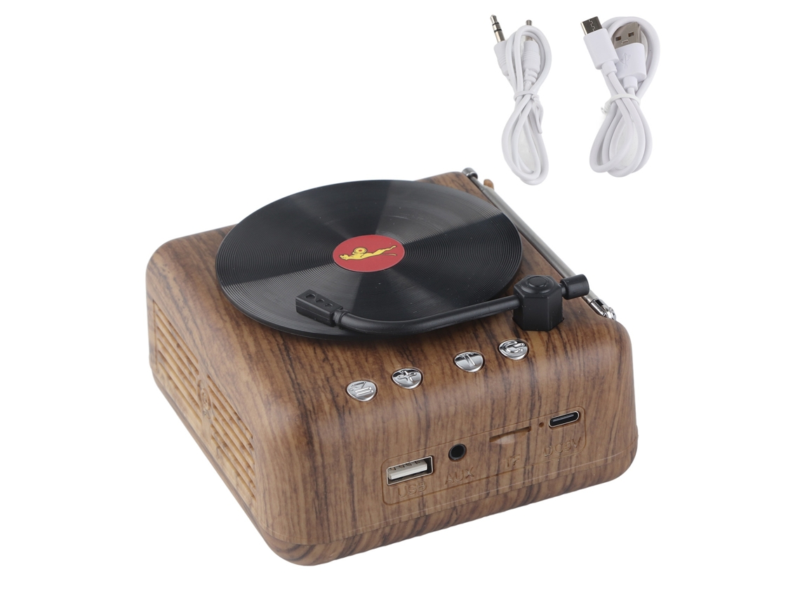 Mini Tocadiscos Retro Con Altavoz Bluetooth Inalámbrico Y Subwoofer De Alta Definición.