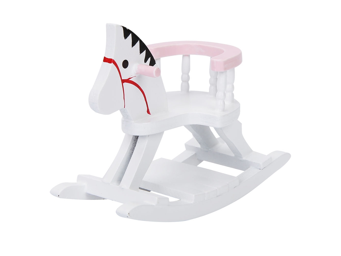 Bjww-Cadeira Cavalo Miniatura em Madeira para Boneca House 1/12 Acessórios De Móveis Hobbyhorse