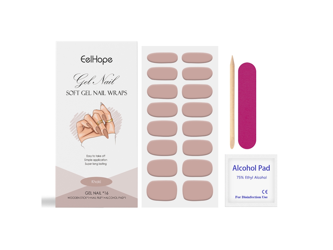 Juego de envolturas de uñas de gel suave color caqui