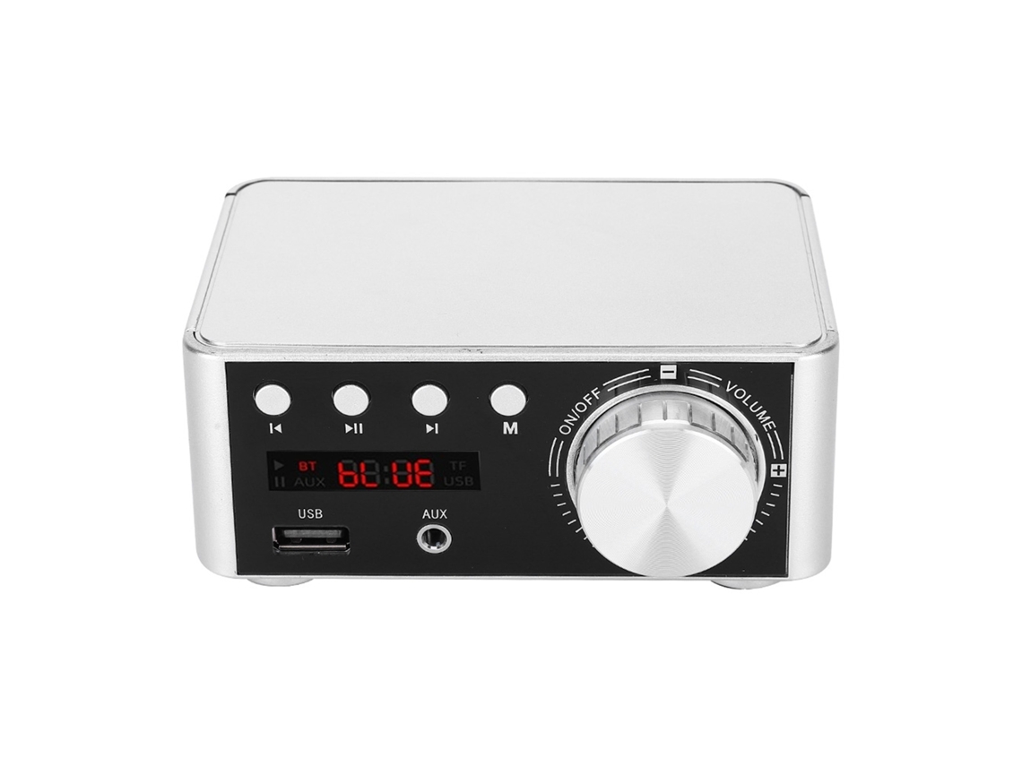 Placa Amplificador Audio Digital Hifi Bluetooth 5.0 50wx2 Estéreo Reproductor Tarjeta Memoria Plata