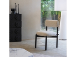 Silla Frank, madera negra/beige, tamaño pequeño, asiento tapizado