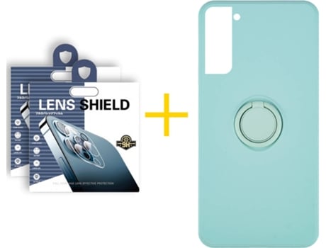 Carcasa + 2 Protectores de Cámara para Samsung Galaxy S21 5G SKYHE Verde Agua